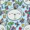 Cat bear gift seamless pattern