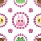 Cat bear rabbit frog flower garland seamless pattern