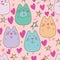 Cat bear star love seamless pattern