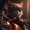 cat biker on a motorcycle. generated by AI
