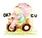 Cat biker playing ridding 3 wheel pencil color