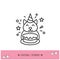 Cat Birthday line icon. Editable illustration