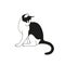 Cat with black spots drawing in minimalist style for tattoo. Simple and stylish animal illustration