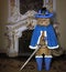 Cat in a blue cloak in the palace