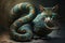 Cat with body of a serpent snake illustration generative ai