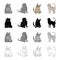 Cat breed Exotic shorthair, Scottish fold, Turkish Angora, British. Different breeds of cat set collection icons in