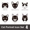 Cat breed face cartoon flat black icon series, vector illustration