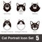 Cat breed face cartoon flat black icon series, vector illustration