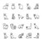 Cat breeds black line icons set. Pictograms for web page