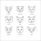 Cat breeds line icon set.