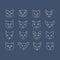 Cat breeds outline icon set