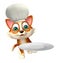 Cat cartoon character with chef hat and dinner plate