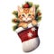 Cat with christmas tree in stocking.GenerativeAI.