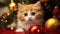 Cat in a Christmass scenery. Ai generative