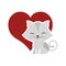 cat clossed eyes red heart