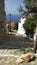 Cat in cobble stone streets, Greece islands