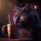 The cat with coffee is a symbol of relaxation, comfort, and warmth. This illustration represents a cozy companion for lazy day,