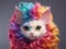 a cat with colorful hair