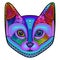 Cat, colorful, head, ornament, abstraction, vector