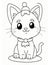 cat coloring page for winter and christmas for kids