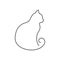 Cat continuous line drawing. Cute pet sits with twisted tail side view isolated on white background.