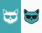 Cat with cool glasses - flat cat icon or logo