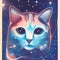 Cat cosmic illustration. Generate Ai