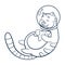 Cat Cosmonaut Hugging a Star vector Illustration. Line Art animal astronaut touching star sketch for logo, coloring book