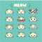 Cat cute emoji, smiley icons set