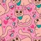 Cat cute long tail seamless pattern