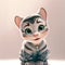 Cat cute pet baby smiling cartoon isolated, blurred background. Illustration petshop. selective focus. generated AI