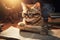 Cat Detective in Glasses Reading newspapers