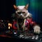 Cat DJ Spinning at Club by Erik Madigan Heck, Generative Ai