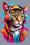 Cat DJ Spins Tunes with Headphones: A Purrfect Blend of Music and Song concept art Generative AI illustration