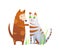 Cat and dog animals cartoon clipart. Vector doggy and kitty friendship drawing.