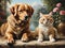 A cat and a dog come to life in a stunning oil painting that captures their essence and charm in vivid detail