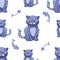 Cat dog cute cartoon childrens hand drawn illustration. Patern seamless print textile background wallpaper paper pets