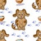 Cat dog cute cartoon childrens hand drawn illustration. Patern seamless print textile background wallpaper paper pets