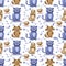 Cat dog cute cartoon childrens hand drawn illustration. Patern seamless print textile background wallpaper paper pets