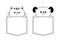 Cat dog face in the pocket holding hands. Doodle contour linear sketch. Cute cartoon animals. Kitten kitty character. Dash line. P