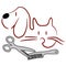 Cat and dog grooming logo