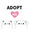 Cat dog head face icon set. Adopt me. Cute cartoon kawaii funny character. Line contour silhouette. Pet adoption. Pink heart.