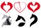 Cat, dog, horse heart, vector set