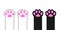 Cat dog paw print foot leg set. Kitten pink paws footprint icon. Cute cartoon character body part silhouette. Baby pet collection