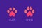 The cat and the dog paw prints. Isolated Vector Illustration
