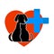 Cat and dog symbol of veterinary medicine