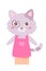 Cat doll for kids puppet show, isolated human hand or finger sock marionette, funny pet