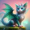 Cat with dragon hybrid It has long, pointed ears that are slightly frayed.