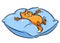 Cat dream pillow cartoon illustration