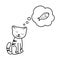 Cat dreaming cartoon illustration